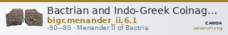 Bactrian and Indo-Greek Coinage Menander II 6.1 — CANOA