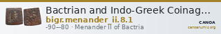 Bactrian and Indo-Greek Coinage Menander II 8.1 — CANOA
