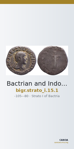 Bactrian and Indo-Greek Coinage Strato I 15.1 — CANOA