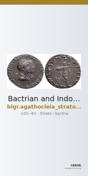Bactrian and Indo-Greek Coinage Strato I and Agathocleia 5.1 — CANOA
