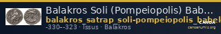 Balakros Soli (Pompeiopolis) Babelon 1910 727 — CANOA