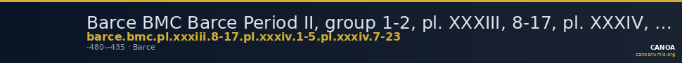 Barce BMC Barce Period II, group 1-2, pl. XXXIII, 8-17, pl. XXXIV, 1-5, 7-23 — CANOA