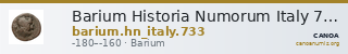 Barium Historia Numorum Italy 733 — CANOA