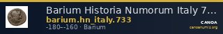 Barium Historia Numorum Italy 733 — CANOA