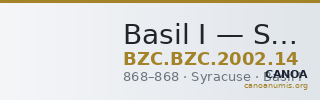 Basil I — Semissis (Syracuse, 868) — CANOA