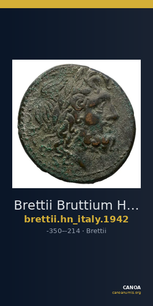 Brettii Bruttium Historia Numorum Italy 1942 — CANOA