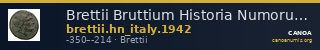 Brettii Bruttium Historia Numorum Italy 1942 — CANOA