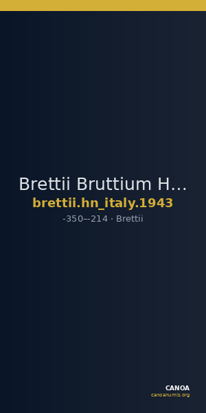 Brettii Bruttium Historia Numorum Italy 1943 — CANOA