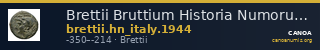 Brettii Bruttium Historia Numorum Italy 1944 — CANOA