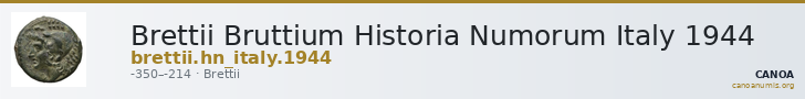 Brettii Bruttium Historia Numorum Italy 1944 — CANOA