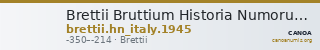 Brettii Bruttium Historia Numorum Italy 1945 — CANOA