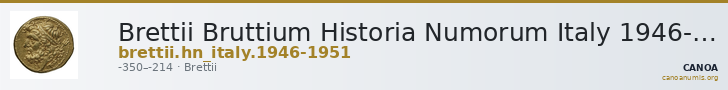 Brettii Bruttium Historia Numorum Italy 1946-1951 — CANOA