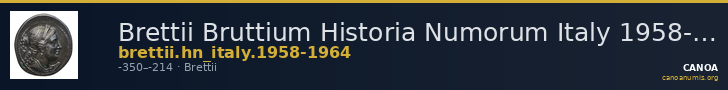 Brettii Bruttium Historia Numorum Italy 1958-1964 — CANOA