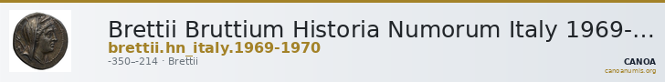 Brettii Bruttium Historia Numorum Italy 1969-1970 — CANOA