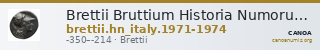 Brettii Bruttium Historia Numorum Italy 1971-1974 — CANOA