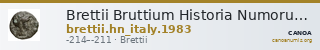 Brettii Bruttium Historia Numorum Italy 1983 — CANOA