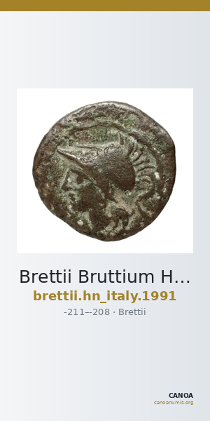 Brettii Bruttium Historia Numorum Italy 1991 — CANOA