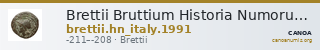 Brettii Bruttium Historia Numorum Italy 1991 — CANOA