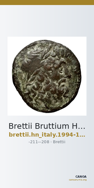 Brettii Bruttium Historia Numorum Italy 1994-1996 — CANOA