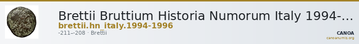 Brettii Bruttium Historia Numorum Italy 1994-1996 — CANOA