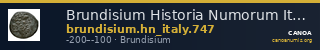 Brundisium Historia Numorum Italy 747 — CANOA