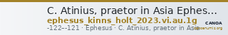 C. Atinius, praetor in Asia Ephesus Kinns and Holt 2023 Period VI, AU 1γ — CANOA