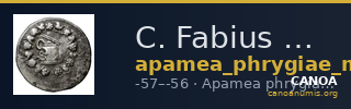 C. Fabius M.f., governor of Asia Apamea in Phrygia Metcalf 2017 I — CANOA