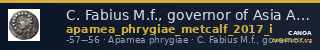 C. Fabius M.f., governor of Asia Apamea in Phrygia Metcalf 2017 I — CANOA
