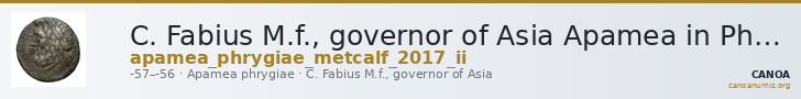 C. Fabius M.f., governor of Asia Apamea in Phrygia Metcalf 2017 II — CANOA