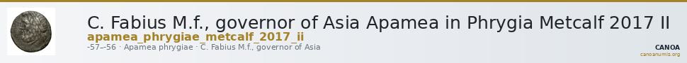 C. Fabius M.f., governor of Asia Apamea in Phrygia Metcalf 2017 II — CANOA