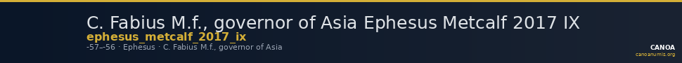 C. Fabius M.f., governor of Asia Ephesus Metcalf 2017 IX — CANOA