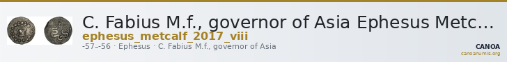 C. Fabius M.f., governor of Asia Ephesus Metcalf 2017 VIII — CANOA
