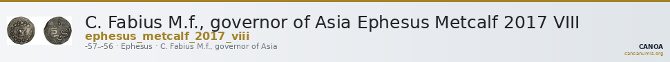 C. Fabius M.f., governor of Asia Ephesus Metcalf 2017 VIII — CANOA