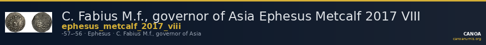 C. Fabius M.f., governor of Asia Ephesus Metcalf 2017 VIII — CANOA