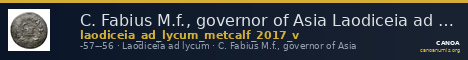 C. Fabius M.f., governor of Asia Laodiceia ad Lycum Metcalf 2017 V — CANOA