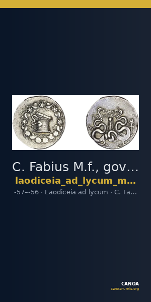 C. Fabius M.f., governor of Asia Laodiceia ad Lycum Metcalf 2017 VI — CANOA