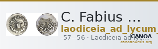 C. Fabius M.f., governor of Asia Laodiceia ad Lycum Metcalf 2017 VI — CANOA