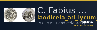 C. Fabius M.f., governor of Asia Laodiceia ad Lycum Metcalf 2017 VI — CANOA