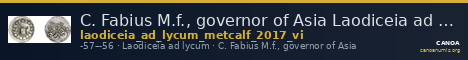 C. Fabius M.f., governor of Asia Laodiceia ad Lycum Metcalf 2017 VI — CANOA