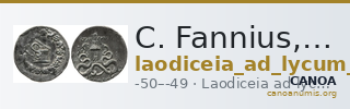 C. Fannius, governor of Asia Laodiceia ad Lycum Metcalf 2017 XVII — CANOA