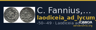C. Fannius, governor of Asia Laodiceia ad Lycum Metcalf 2017 XVII — CANOA