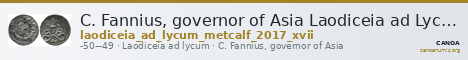 C. Fannius, governor of Asia Laodiceia ad Lycum Metcalf 2017 XVII — CANOA