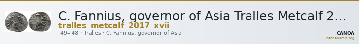 C. Fannius, governor of Asia Tralles Metcalf 2017 XVII — CANOA