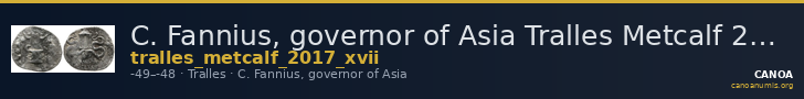 C. Fannius, governor of Asia Tralles Metcalf 2017 XVII — CANOA
