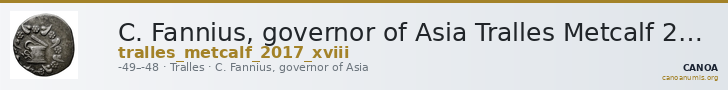 C. Fannius, governor of Asia Tralles Metcalf 2017 XVIII — CANOA