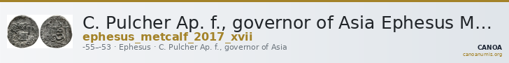 C. Pulcher Ap. f., governor of Asia Ephesus Metcalf 2017 XVII — CANOA
