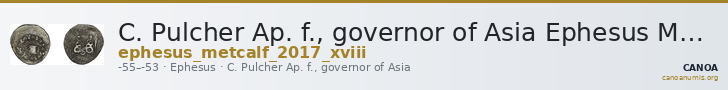 C. Pulcher Ap. f., governor of Asia Ephesus Metcalf 2017 XVIII — CANOA