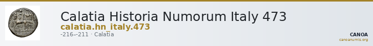 Calatia Historia Numorum Italy 473 — CANOA