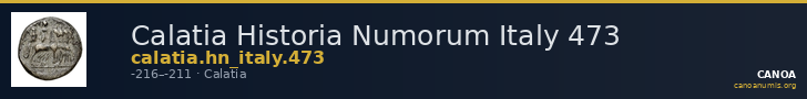 Calatia Historia Numorum Italy 473 — CANOA