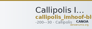 Callipolis Imhoof-Blumer 1901-2 p.138, 1 — CANOA